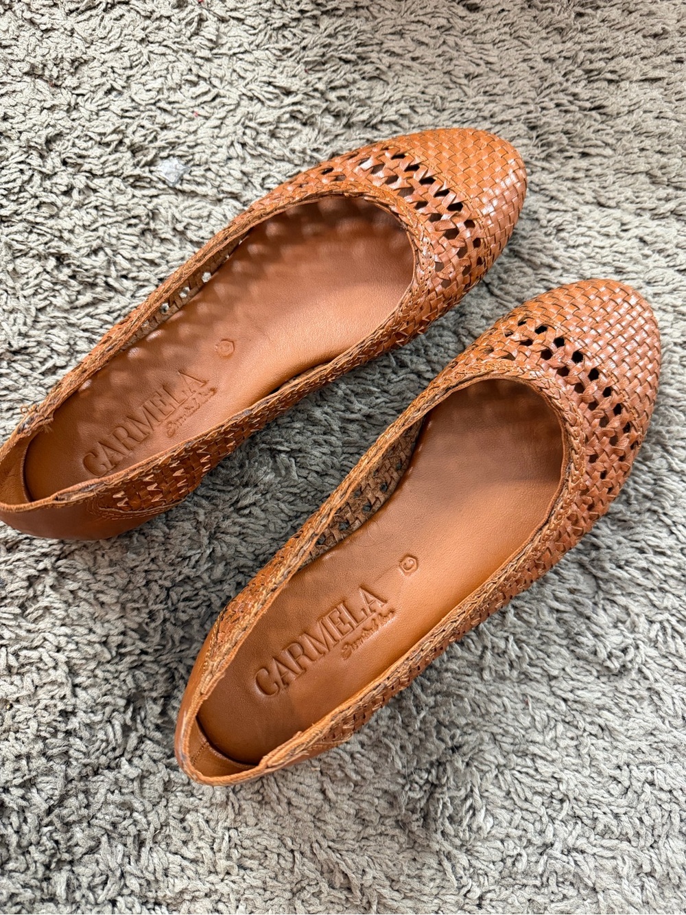 Carmela Tan Woven Leather Ballet Flats